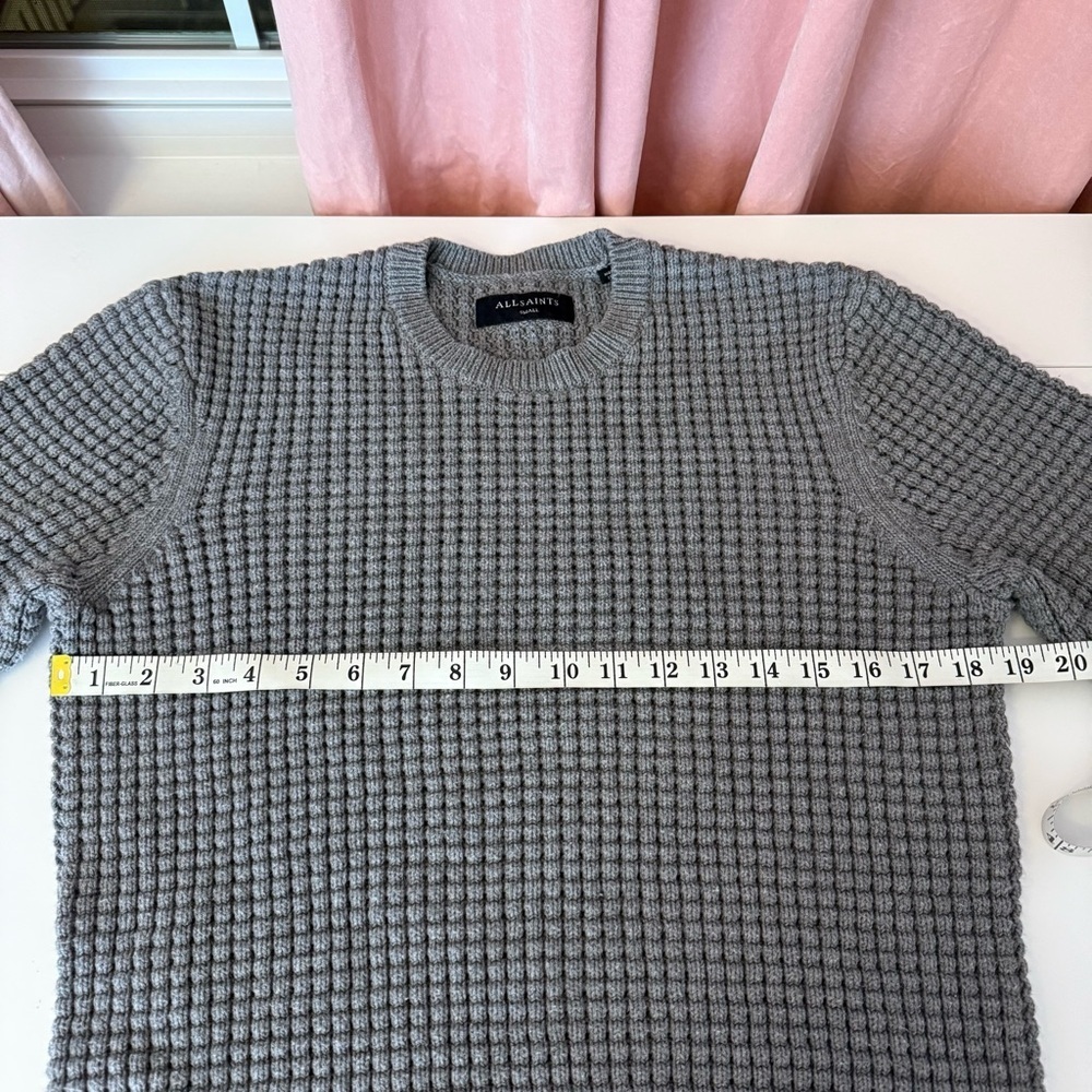 All Saints Men's Textured Gray Crewneck Sweater Small - Picture 7 of 7